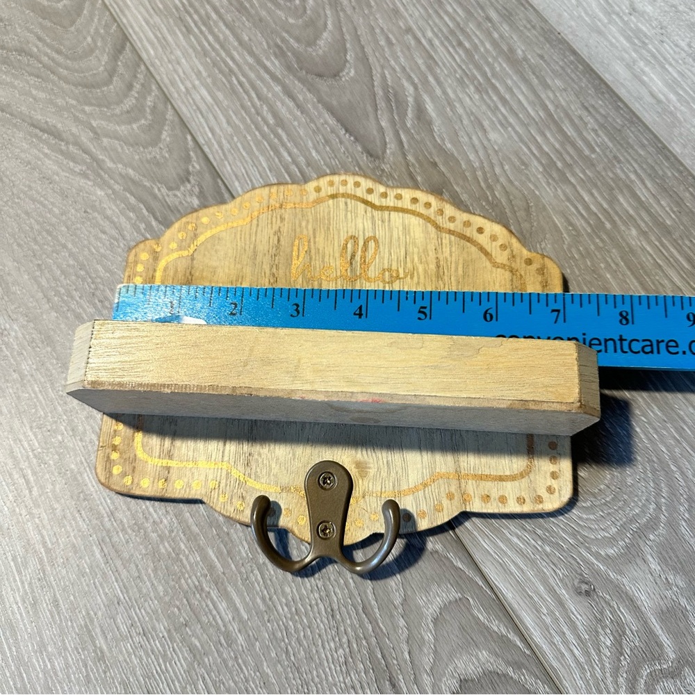 Hello Gorgeous Wall Hook Shelf Rustic Key Holder Jewelry Organizer Wood Entryway - Picture 6 of 9